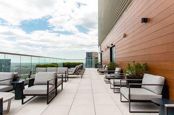 Resident rooftop with city views
